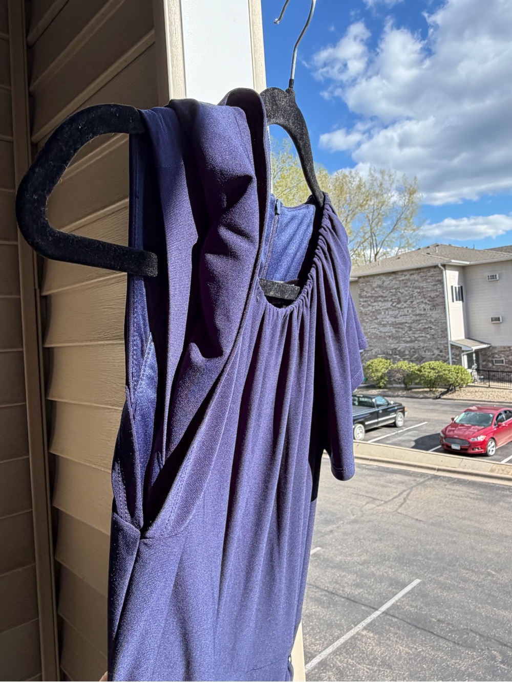 🆕🫐 Jessica Howard Navy Blue Fit & Flare Dress Petite 12P Tie Waist Office Midi - Picture 9 of 17